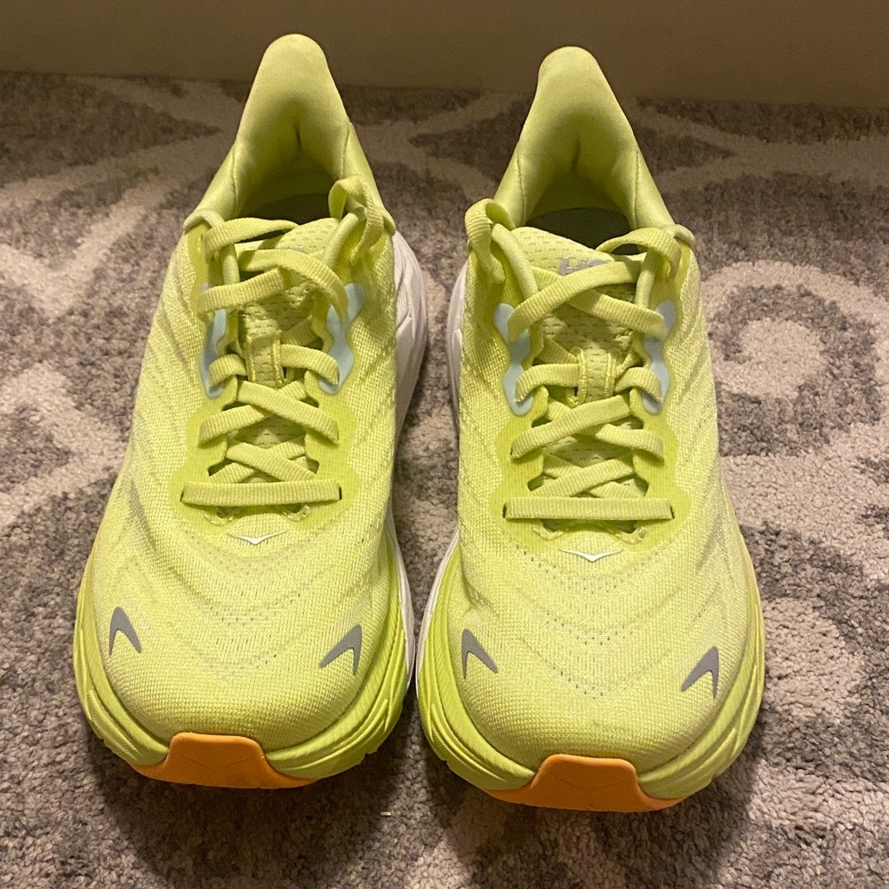 Hoka Neon Yellow and White Running Shoes